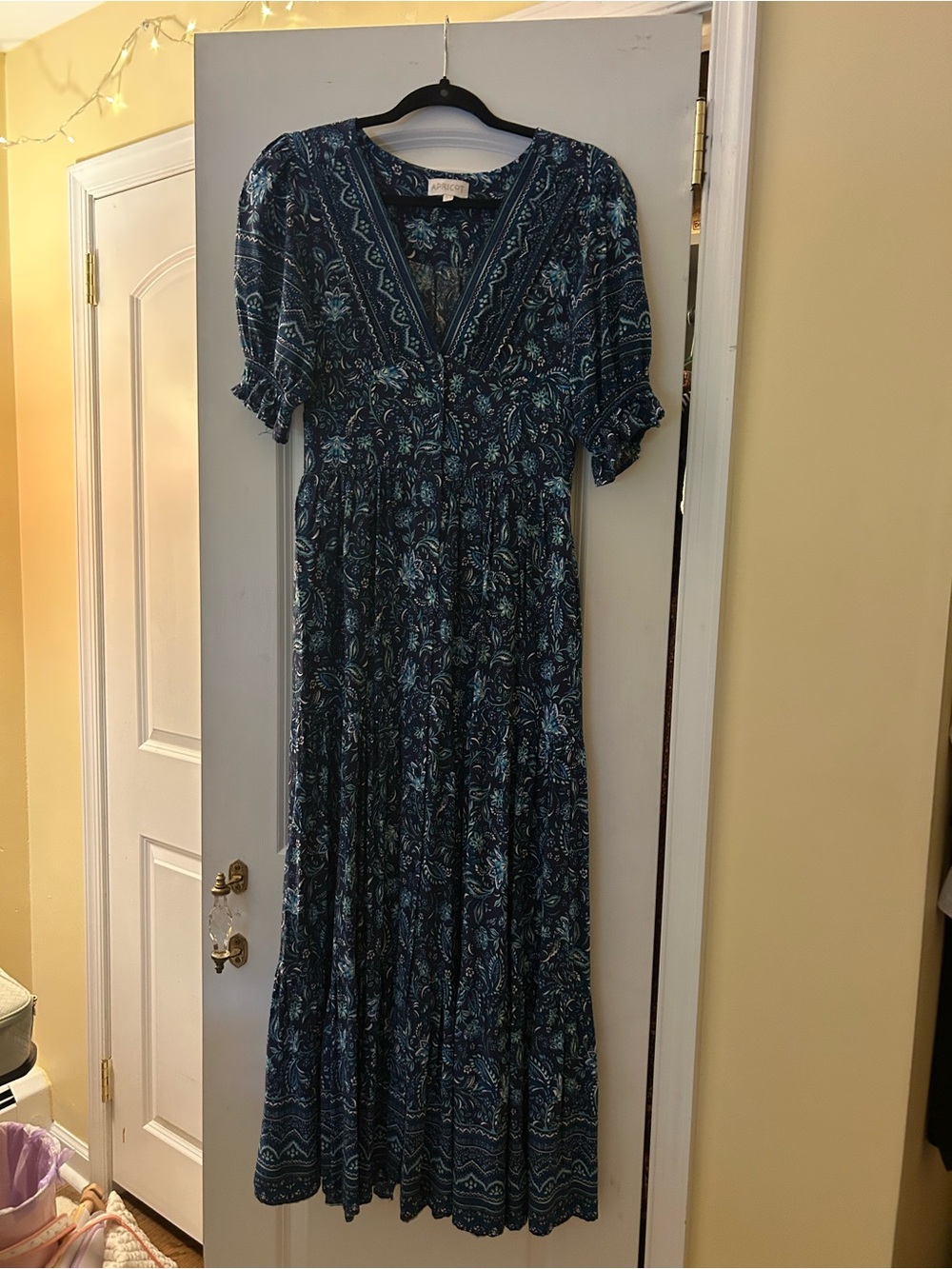 APRICOT Navy & Teal Floral V-Neck Maxi Dress